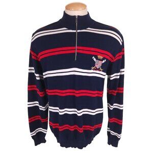 Paul & Shark Yachting Striped 1/2 Zip Sweater L Mens Navy Blue Collection $375